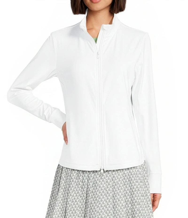 Tommy Bahama Abby Ribbed IslandZone® Mock Neck Long Thumb Hole Sleeve Full Zip Jacket