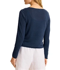 Tommy Bahama Adeline Linen Blend V-Neck Long Sleeve Button Front Cardigan