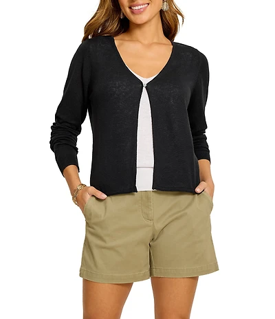 Tommy Bahama Adeline Linen Blend V-Neck Long Sleeve Button Front Cardigan