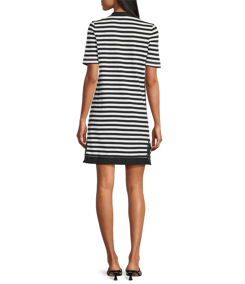 Tommy Bahama Amira Stripe Contrasted V-Neck Short Sleeve Shift Dress