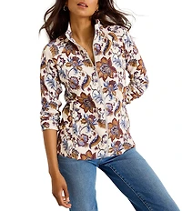 Tommy Bahama Aruba Mesa Shores Floral Print Stand Collar Long Sleeve Sweatshirt