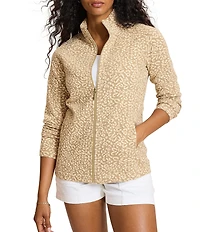 Tommy Bahama Aruba Textured Jacquard Animal Print Mock Neck Long Sleeve Jacket