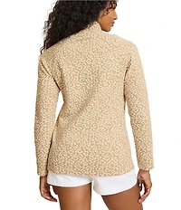 Tommy Bahama Aruba Textured Jacquard Animal Print Mock Neck Long Sleeve Jacket