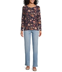 Tommy Bahama Ashby Isles Exquisite Blooms Crew Neck Long Sleeve Ribbed Knit Tee