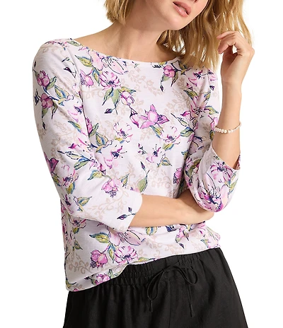 Tommy Bahama Ashby Isles Floral Gardens Bateau 3/4 Sleeve Tee