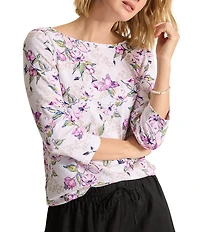 Tommy Bahama Ashby Isles Floral Gardens Bateau 3/4 Sleeve Tee