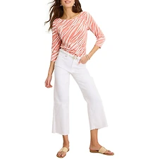 Tommy Bahama Ashby Isles Knit Coastal Zebra Boat Neck 3/4 Sleeve Tee