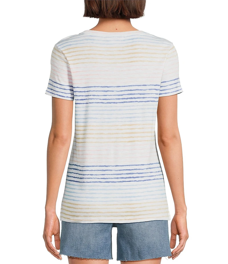 Tommy Bahama Ashby Isles Seabright Stripe Slub Ribbed Knit Crew Neck Short Sleeve Tee