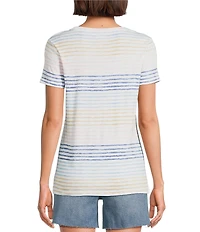 Tommy Bahama Ashby Isles Seabright Stripe Slub Ribbed Knit Crew Neck Short Sleeve Tee
