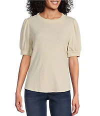 Tommy Bahama Ashby Isles Slub Rib Crew Neck Short Puff Sleeve Top