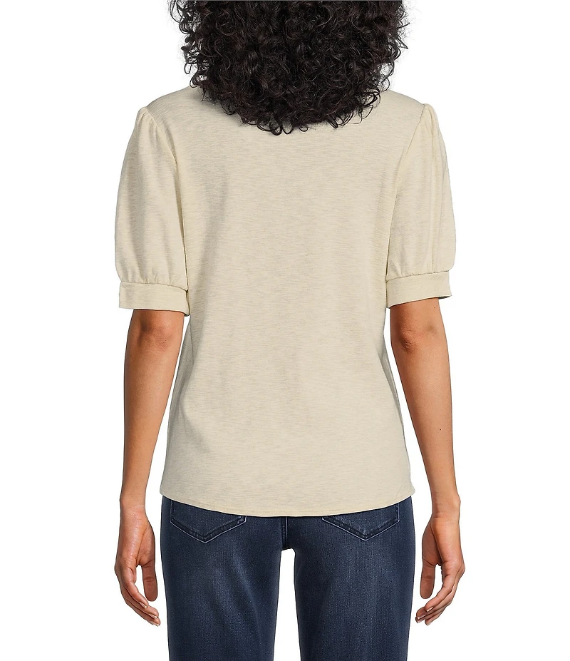 Tommy Bahama Ashby Isles Slub Rib Crew Neck Short Puff Sleeve Top