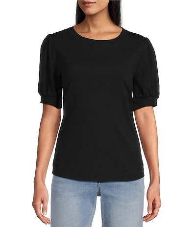 Tommy Bahama Ashby Isles Slub Rib Crew Neck Short Puff Sleeve Top