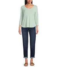 Tommy Bahama Ashby Isles Slub Rib V-Neck 3/4 Sleeve Tee