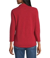 Tommy Bahama Ashby Isles Solid Stretch Jersey Johnny Collar V-Neck 3/4 Sleeve Fitted Top