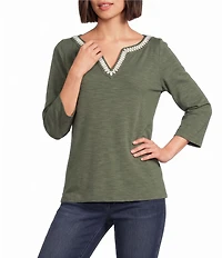 Tommy Bahama Ashby Rib Knit Split V-Neck Long Sleeve Tunic