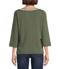 Tommy Bahama Ashby Rib Knit Split V-Neck Long Sleeve Tunic