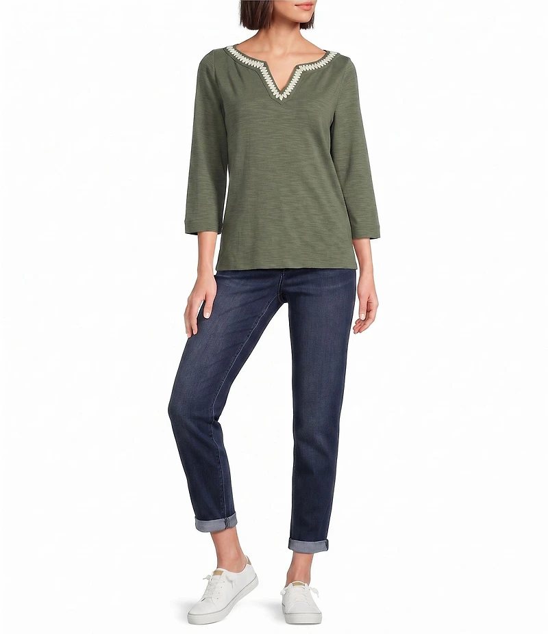 Tommy Bahama Ashby Rib Knit Split V-Neck Long Sleeve Tunic