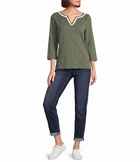 Tommy Bahama Ashby Rib Knit Split V-Neck Long Sleeve Tunic