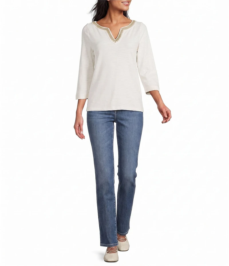 Tommy Bahama Ashby Rib Knit Split V-Neck Long Sleeve Tunic