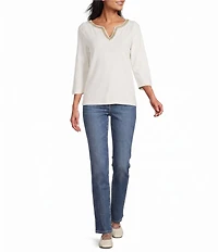 Tommy Bahama Ashby Rib Knit Split V-Neck Long Sleeve Tunic