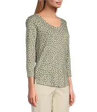 Tommy Bahama Ashby Safari Spot Scoop Neck 3/4 Sleeve Tee Shirt