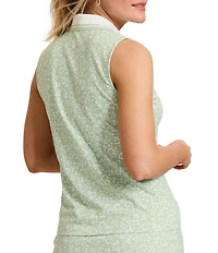 Tommy Bahama Aubrey Bahia Blooms IslandZone® Allover Ditzy Print Contrast Polo Collar Sleeveless Top