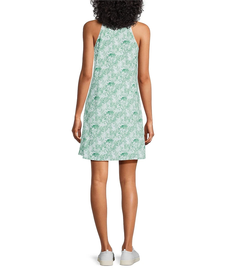 Tommy Bahama Aubrey Forte Fronds Peached Jersey V-Neck Sleeveless Sheath Dress