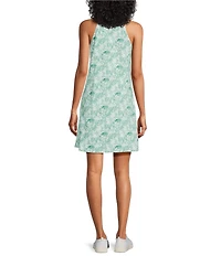 Tommy Bahama Aubrey Forte Fronds Peached Jersey V-Neck Sleeveless Sheath Dress