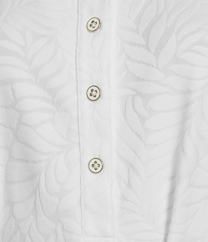 Tommy Bahama Aubrey IslandZone® Leaf Jacquard Polo Collar Short Sleeve Belted Dress