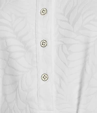 Tommy Bahama Aubrey IslandZone® Leaf Jacquard Polo Collar Short Sleeve Belted Dress