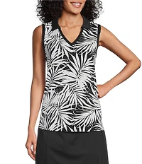 Tommy Bahama Aubrey Lorenzo IslandZone® Leaf Printed Peached Jersey Polo Collar Tank Top