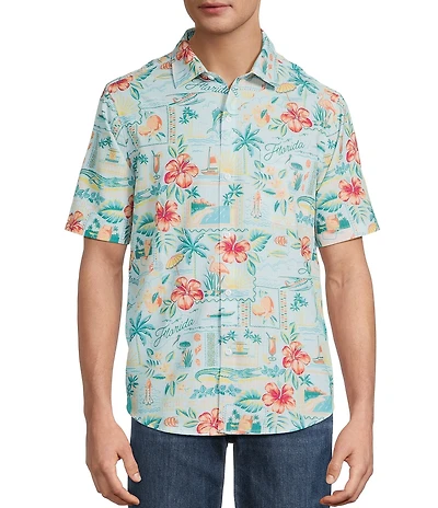 Tommy Bahama Bahama Coast Florida Fun Tropical Floral Short Sleeve Woven Shirt