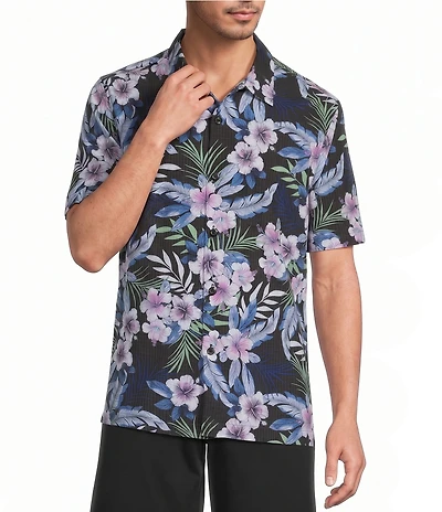 Tommy Bahama Bahama Coast Midnight Flora Short Sleeve Woven Camp Shirt