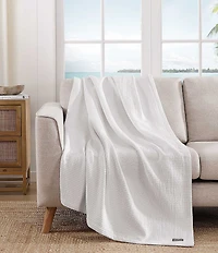 Tommy Bahama Bamboo Woven White Yarn Dyed Bed Blanket
