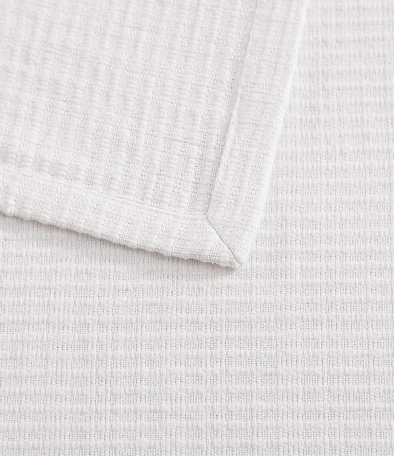 Tommy Bahama Bamboo Woven White Yarn Dyed Bed Blanket