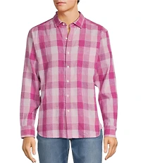 Tommy Bahama Barbados Breeze Beach Day Checked Long Sleeve Linen Blend Shirt