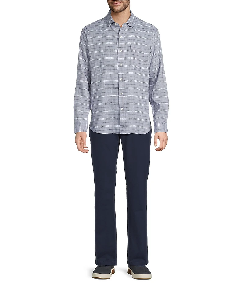 Tommy Bahama Barbados Breeze Playa Plaid Long Sleeve Linen Blend Shirt