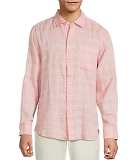 Tommy Bahama Barbados Breeze Playa Plaid Long Sleeve Linen Blend Shirt