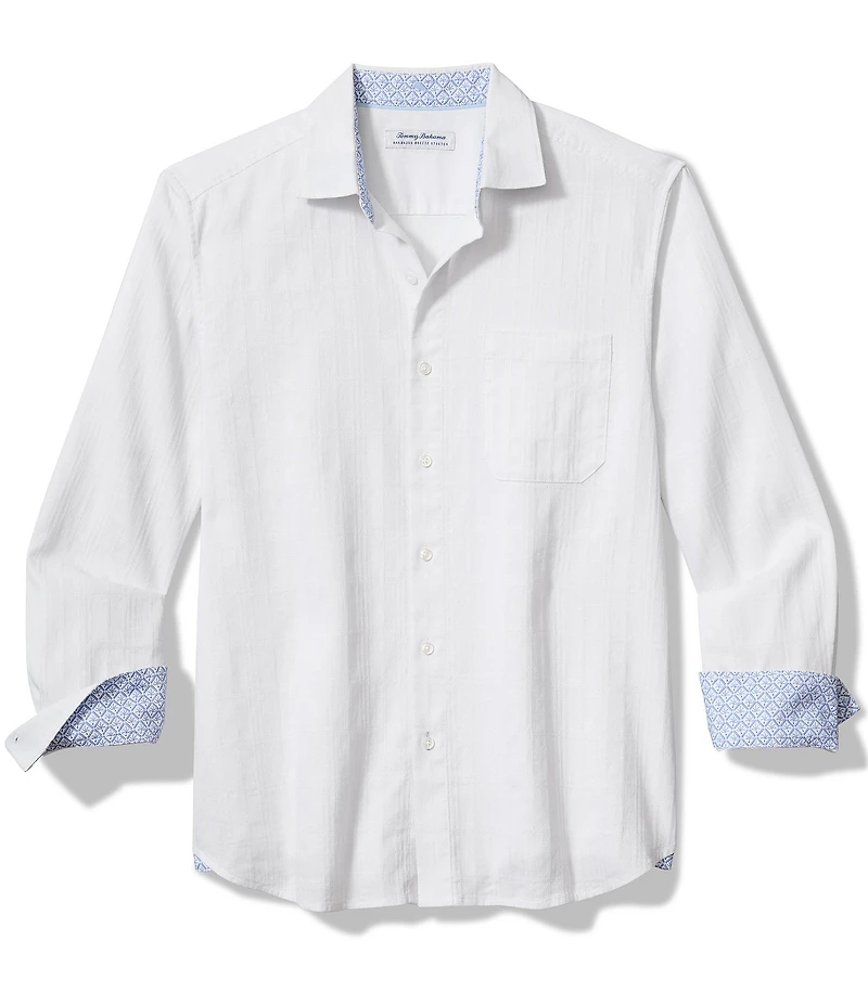 Tommy Bahama Barbados Breeze Playa Plaid Long Sleeve Linen Blend Shirt