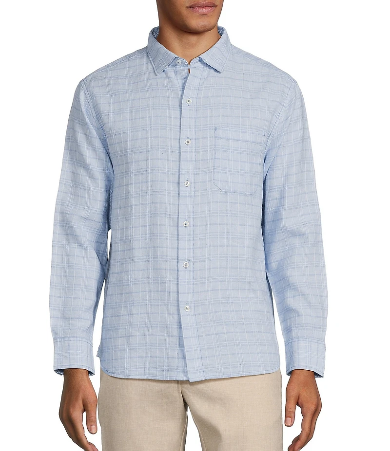 Tommy Bahama Barbados Breeze Playa Plaid Long Sleeve Linen Blend Shirt