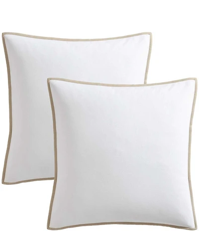 Tommy Bahama Basic Canvas Contrast Trim Euro Shams, Set of 2