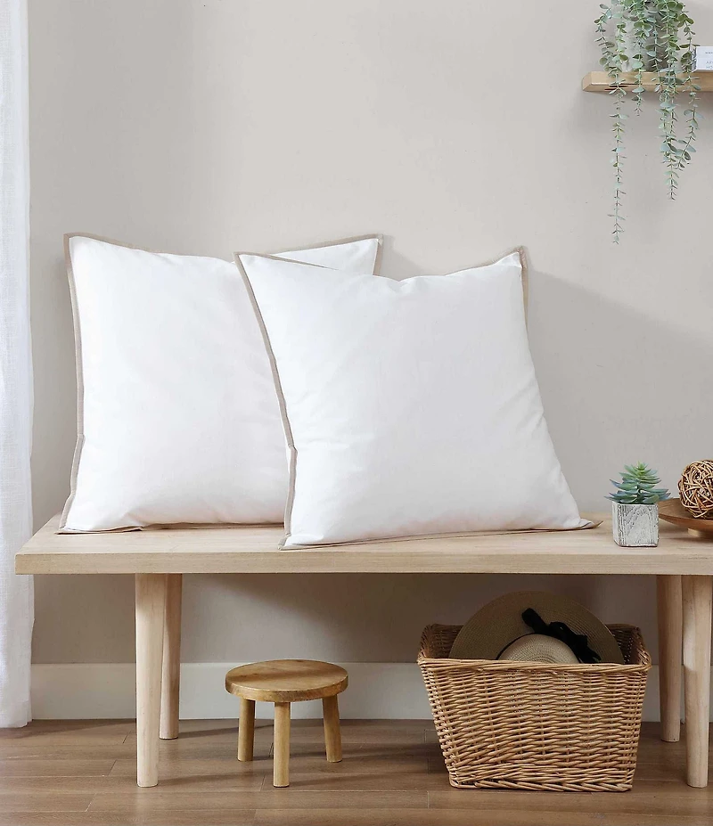 Tommy Bahama Basic Canvas Contrast Trim Euro Shams, Set of 2