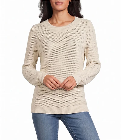 Tommy Bahama Basket Stitch Textured Knit Crew Neck Long Sleeve Pullover Sweater