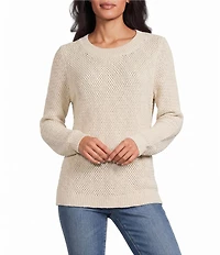Tommy Bahama Basket Stitch Textured Knit Crew Neck Long Sleeve Pullover Sweater