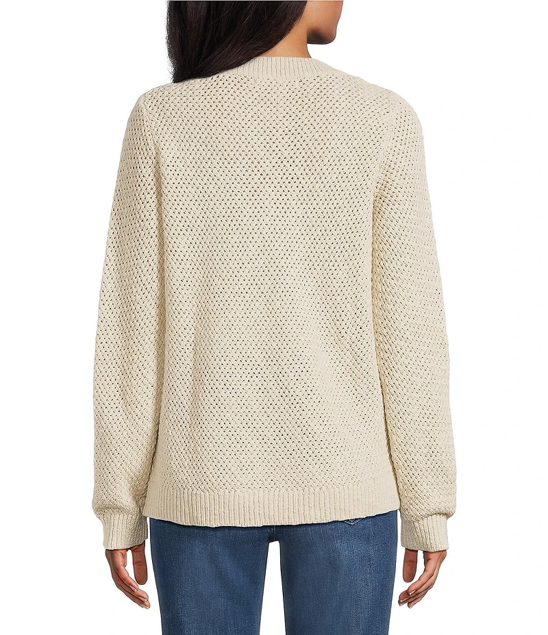Tommy Bahama Basket Stitch Textured Knit Crew Neck Long Sleeve Pullover Sweater