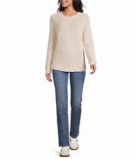 Tommy Bahama Basket Stitch Textured Knit Crew Neck Long Sleeve Pullover Sweater