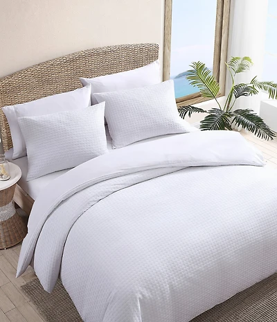 Tommy Bahama Basketweave Solid White Cotton Comforter Mini Set