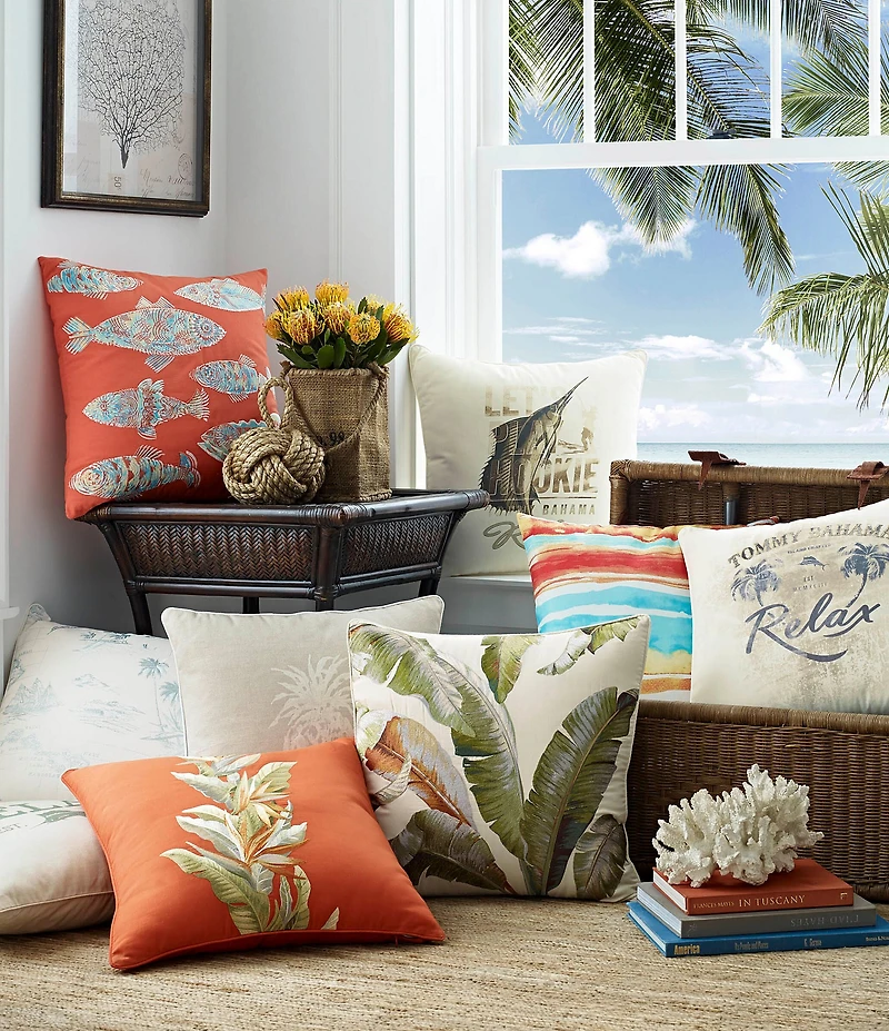 Tommy Bahama Batic Fish Cotton Square Decorative Pillow