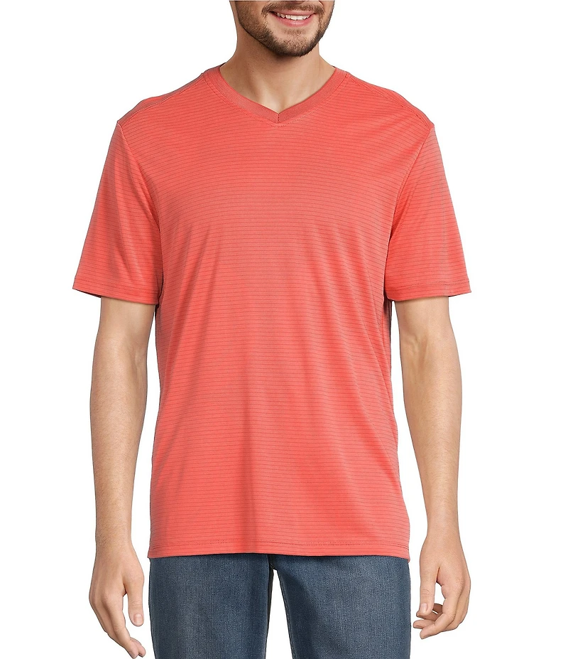 Tommy Bahama Bay Stripe V-Neck Short Sleeve T-Shirt