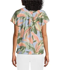 Tommy Bahama Beach Bloom Poplin V-Neck Short Sleeve Top